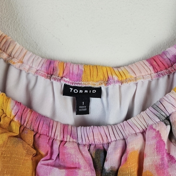 Torrid Multi Watercolor Tie-Dye Off Shoulder Skirt Set Size 1/1X Summer Party - Picture 4 of 12